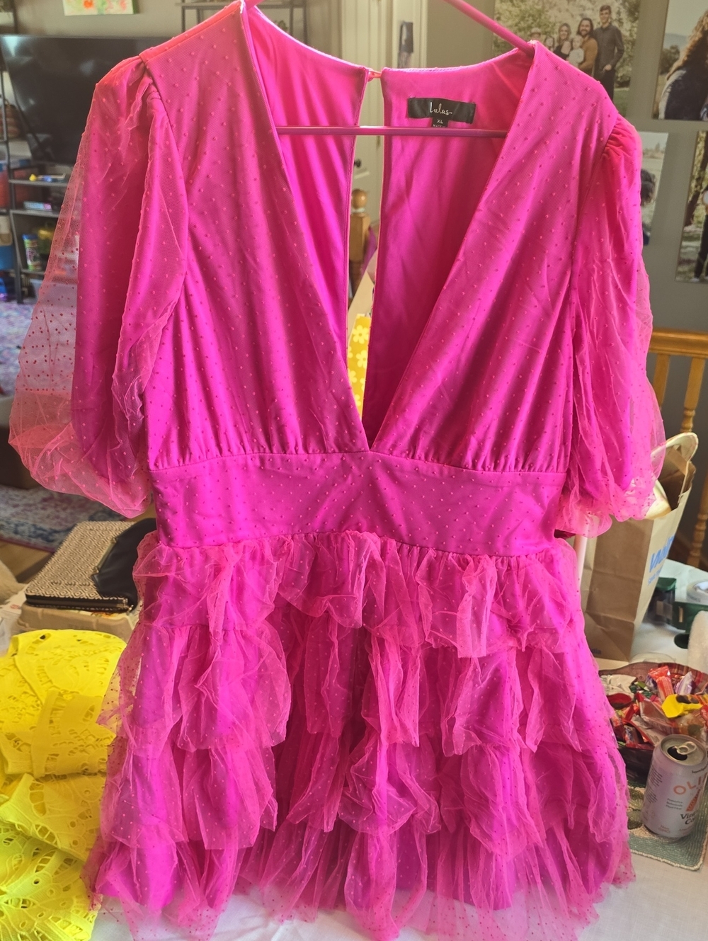 Lulu's Bright Fuchsia Ruffle Tulle Party Dress